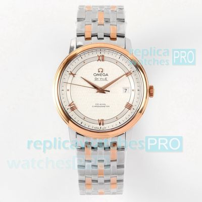 A+ Factory Best Copy Omega De Ville Prestige Co-Axial 2892 Rose Gold Two-tone Replica Watch 